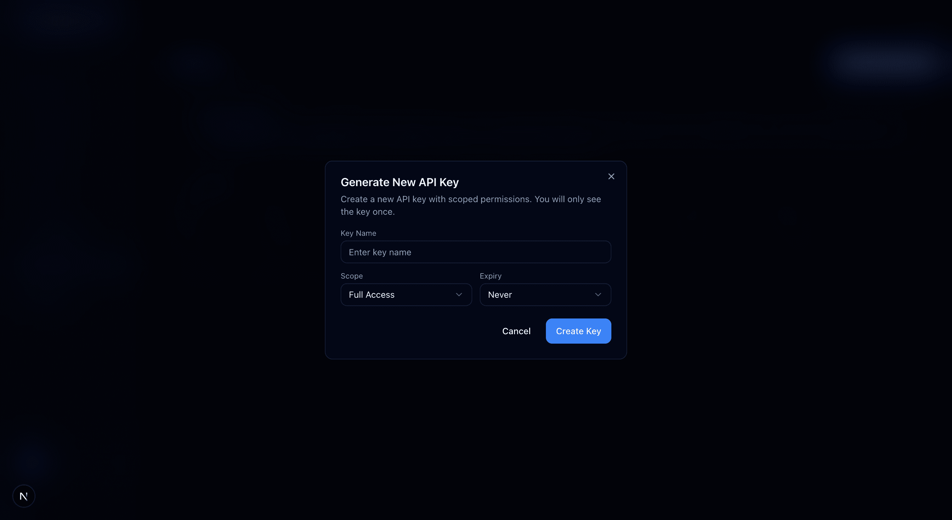 Generating a new API Key